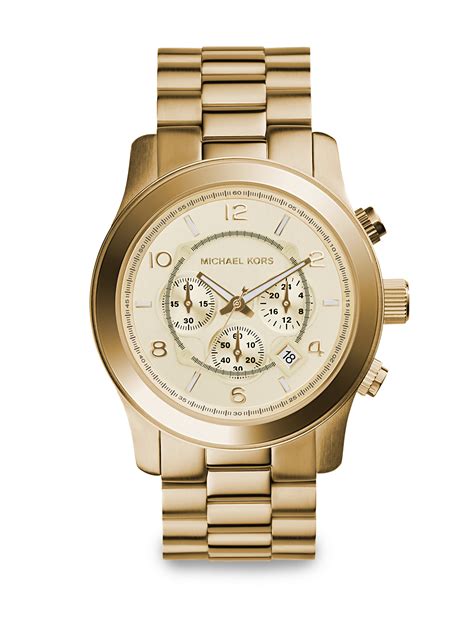 gold oversized michael kors watch|Michael Kors runway chronograph.